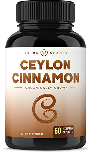 Organic Ceylon Cinnamon Capsules - 1200mg Powder for Healthy Blood Sugar, Joint Support, Anti-inflammatory & Antioxidant Benefits - Made from True Cinnamon Bark from Sri Lanka