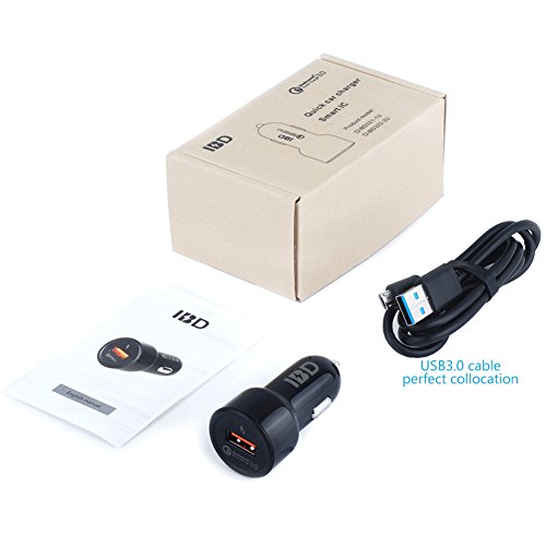 IBD USB 3.0 Car Charger Adapter,Quick Charge Smart USB Port 18W With One USB 3.0 Cable Universal Cell Phone Car Chargers For Mobile Device,Samsung Galaxy S7,S6,Samsung Galaxy S7,S6 ect.