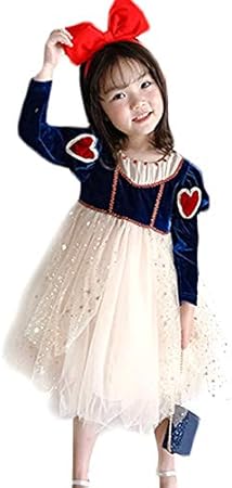 Amazon 白雪姫 風 ドレス 子供 プリンセスドレス 子供用 スカートふんわり ディズニー 風 誕生日 発表会 イベント 舞台服 ステージ衣装 クリスマス ハロウィン 変装 誕生日 演出 仮装 プレゼント 白雪姫ワンピース カチューシャ 2点セット キッズコスチューム