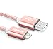 Kenex 3 Pack 3.3ft [Rose Gold] USB 2.0 Nylon Braided Lightning Cable USB Charging Cable Cord for iPhone X/8/7/6S/6S Plus/6 Plus/6/5/5C/5S/SE, iPad, Mini, iPod