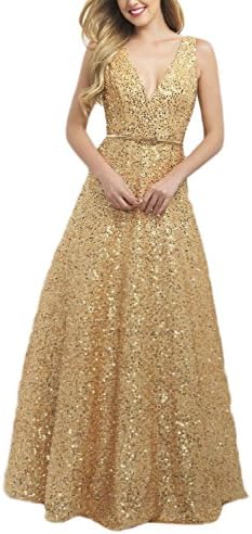 Fnina Womens's 2016 Long A line Sequin Prom Dresses Formal Gown Size Custom