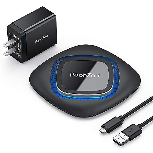 PeohZarr Wireless Charger with QC 3.0 Adapter, Fast Wireless Charging, 7.5W Compatible for iPhone Xs MAX/XR/XS/X/8/8+, 10W Compatible with Samsung S10/S10+/S9/S9+/S8/S8+/Note9/8, All QI-Enabled Phone