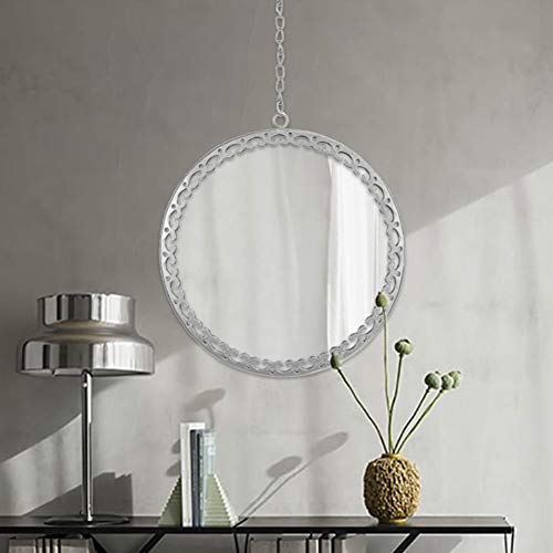 Geloo Decorative Round Wall Mirrors with Hanging Chain 10" Silver