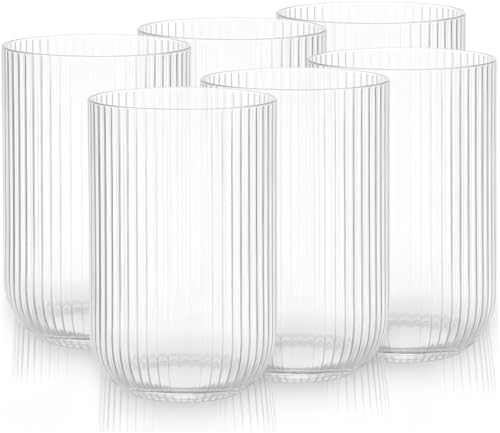 Jogo com 6 Copos Conjunto de Peças de Vidro Transparente, Linha 450ml para Suco e Água