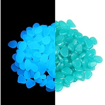 Party Zealot 2lb 400PCS Glow in The Dark Pebbles Stones for Indoor and Outdoor Walkways Garden Driveway Large Bag Powered by Light and Solar (Blue)