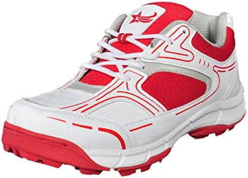 GBG Men`s White and Red Cricket Shoes for Batsman 5050-White-Red-10