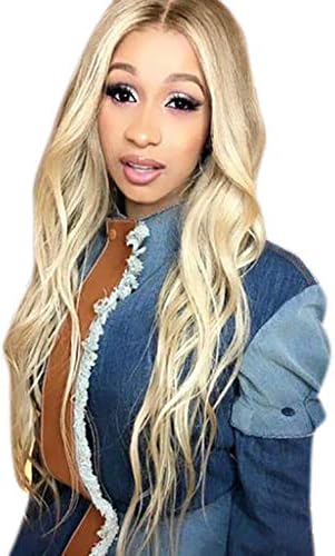 Iusun Wigs, 70CM Women's Lace Front Long Wig Blonde Gradient Heat Resistant Synthetic Wigs Long Curly Full Hair Wig Cosplay Costume Wigs Daily Party Anime Hair Wig High Temperature Fiber