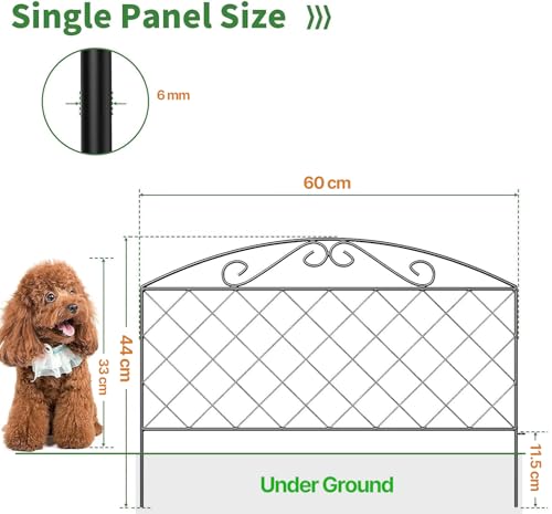 Thealyn Decorative Garden Fence 44cm (H) x 3m (L) Barrier Fence Panels Outdoor Rustproof Metal No Digging Fencing Border for Yard Patio Flower Bed