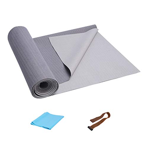FrenzyBird 1mm Travel Yoga Mat/Towel with Mat Bind and Elastic String,Non-Slip,Light Weighted,Foldable,Eco Friendly,Ideal for Hot Yoga,Bikram,Pilates,Barre, Sweat