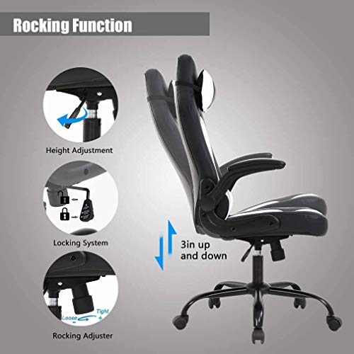 OffiClever Racing Style Office High Back Desk Executive PU Leather Rolling Task Swivel Computer with Lumbar Support… - Image 3