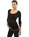 PattyBoutik Mama Trim Scoop Neck Maternity Tunic Top (Black with Gray S)