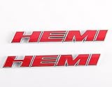 Hemi Emblem Badge Sticker for Dodge Charger Ford Jaguar Ram 1500 Challenger Jeep Grand CherokeeHot 2 Kinds (2pcs Chrome) (Red)