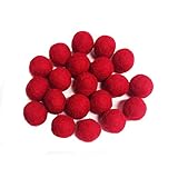 Yarn Place Felt Wool Felted Balls (20 mm, Red) 100pcs