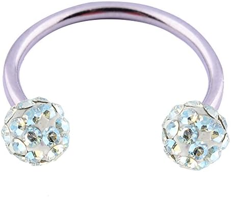 14GA 1/2" Horseshoes Made with Swarovski Crystals Double Crystal Disco Ferido Ball Nose Piercing