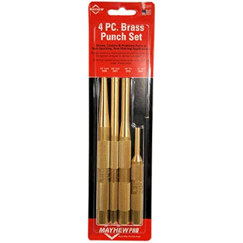 Mayhew Pro 62277 Brass Punch Kit, 4Piece Hand Tool Pin Punches eBay
