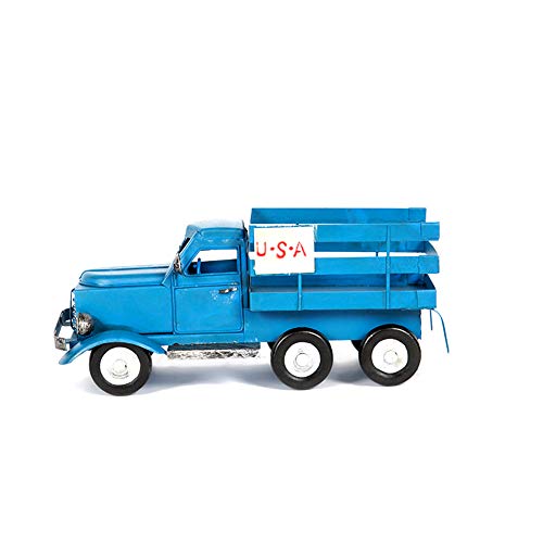 Ayiguri Metal American Truck Car Model Retro Vintage Iron Car Models Handmade Classic Decoration Photography Props (Blue)