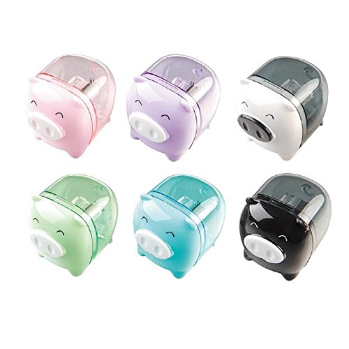 Honbay 6 pcs cute happy pig pencil sharpener