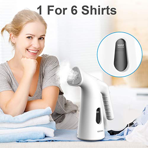 VIVREAL Steam Iron for Clothes, Handheld Garment Steamer for Soft Fabrics and Clothes, Fast Heat-Up, Auto-Off, Remove Wrinkles/Sterilize/Sanitize/Defrost, 120ml Clothes Steamer for Home Office Travel