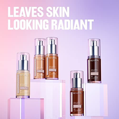 REVLON ILLUMINANCE SKIN-CARING LIQUID FOUNDATION, HYALURONIC ACID, HYDRATING AND NOURISHING FORMULA WITH MEDIUM COVERAGE, 213 LIGHT NATURAL, 1 FL OZ