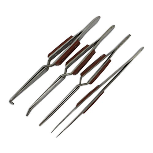 Jewellers Tools Set 4 Angled Straight Self Locking Soldering Tweezers Watch Jewellers Hand Free