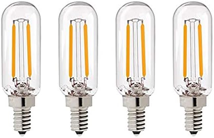CTKcom 2W E12 Edison LED Filament Light Bulb(4 Pack)- Dimmable Candelabra Light Bulb T8/T25 LED Tubular Bulb 20W Equivalent Warm White 2700K 120LM Tube Bulb for Candle,Pendant Light,E12 Base 110V-130V