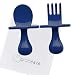 GRABEASE First Self Feed Baby Utensils with a Togo Pouch - Anti-Choke, BPA-Free Baby Spoon and Fork Toddler Utensils - Toddler Silverware for Baby Led Weaning Ages 6 Months+, Navy