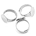Housweety 10PCs Rings Base Blank Findings Adjustable Disk Round Silver Tone 18mm(US 7.5)