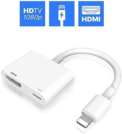 (Apple MFi Certified) HDMI Adapter for iPhone, Lightning to 1080P Digital AV Adapter,with iPhone Charging Port for HD TV/Monitor/Projector Compatible with iPhone 11/XS/XR/X/8/7 Support iOS 13-White
