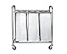 Laundry Hamper with Wheels - Rolling Laundry cart Heavy Duty - Triple Laundry Sorter, Chrome/White Laundry Organizer