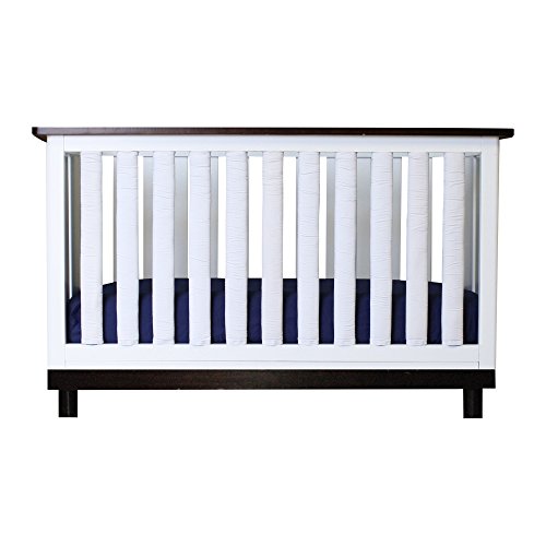 Go Mama Go Pure Safety Vertical Crib Liners 24 Piece in Reversible Cotton, Navy/White