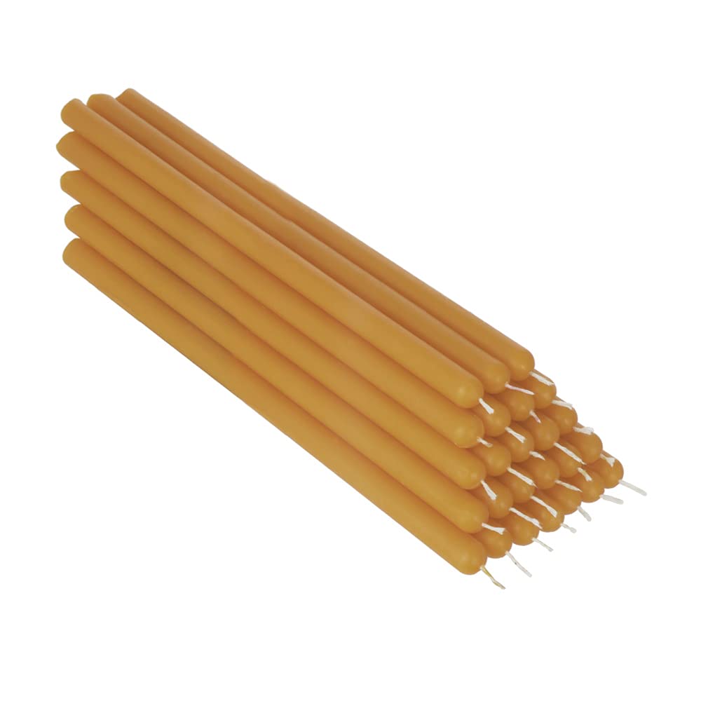 NKlaus 25x Yellow Beeswax 21cm sootfree Table Candles Coloured Easter Candles Ritual Candle Wedding Candles drip Candles 36342