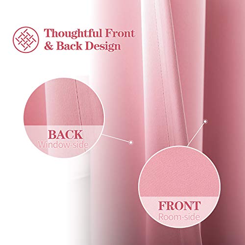 Anjee Blackout Curtains Panels for Kids Room - Noise Reducing Thermal Insulated Rod Pocket Blackout Window Drapes (2 Panels, 38 x 54 Inch, Pink)