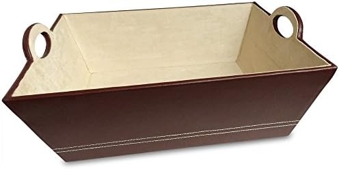 Large, Brown PU Leather Desk LetterTray, Catch All Valet