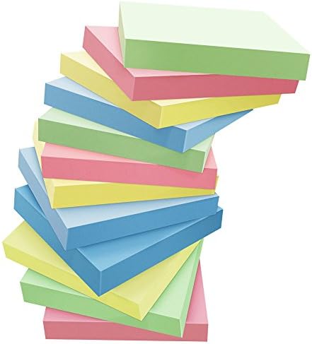Sticky Notes, Joyeah 12 Pads Self-Stick Notes With 4 Candy Colors, 3 X 3 Inches, 100 Sheets/Pad, Easy To Post for Home, Office
