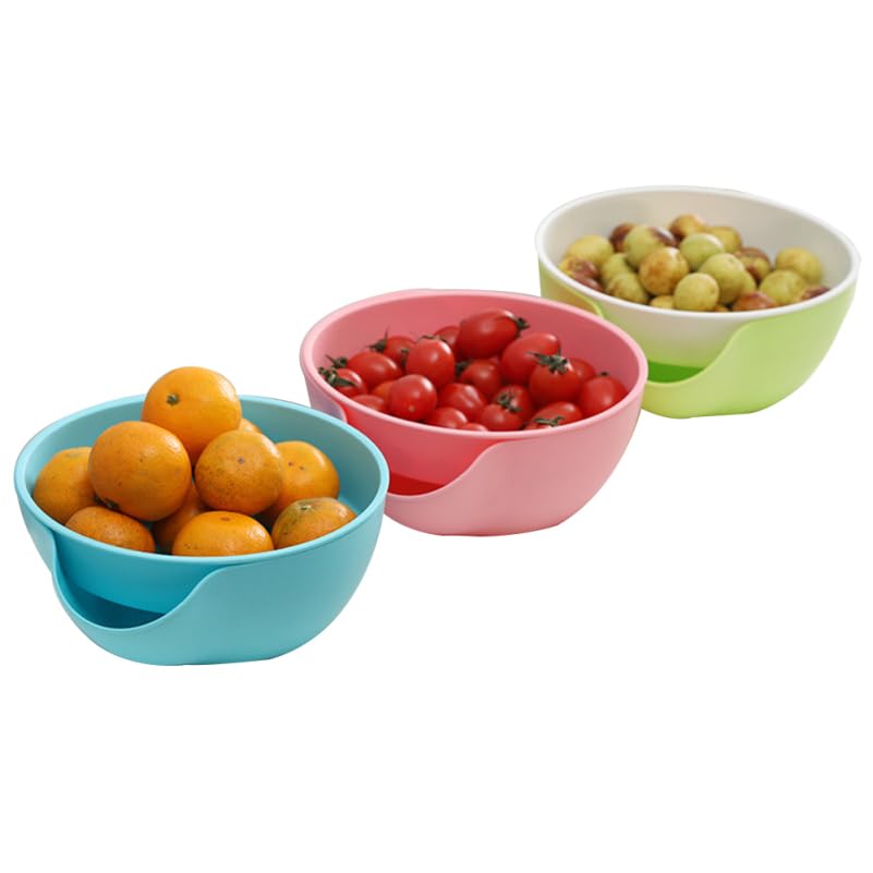 Photo 1 of (only pink bowl) SAFIGLE Double Dish Snack Bowl with Removable Shell Holder and Waste Compartment 9.05X7.87X3.54In Plastic Nut Bowl for Pistachios Edamame Candy Fruit Snacks Dishwasher Safe