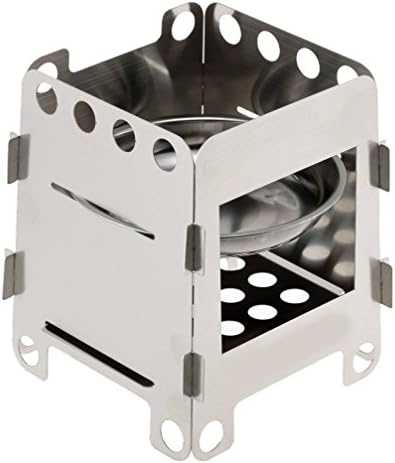 InBlossoms Portable Camping Wood Stove Backpacking Folding Lightweight Pocket Stove Outdoor Picnic with Alcohol Plate and Pouch