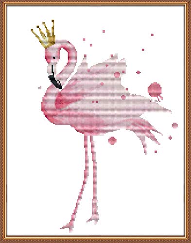 Cross Stitch Stamped Kits Pre-Printed Cross-Stitching Starter Patterns for Beginner Kids or Adults, Embroidery Needlepoint Kits Flamingos - Thumbnail 7