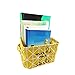 USATDD 2 Pack Small Foldable Storage Basket Canvas Fabric Waterproof Organizer Collapsible and Convenient for Nursery Babies Room with Handle (Yellow+Grey)