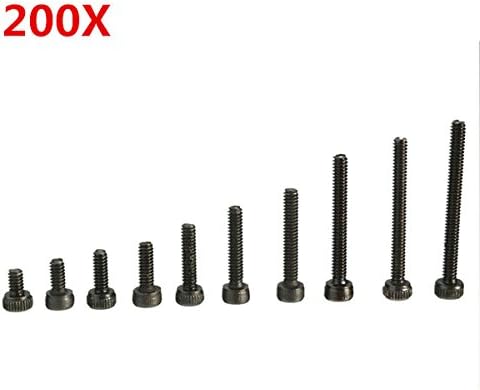 Suleve M2CH1 M2 Carbon Steel Allen Bolt 3-20mm Hex Socket Cap Screw Metric Assortment Kit 200pcs