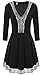 FANCYINN® Women Deep V-Neck Lace Patchwork Skater Mini Cocktail Dress Black S