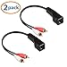 SHARPALIN 2 Pack RCA to RJ45 Female Audio Balun Extender Over Cat5 up to 300ft (2 RCA Extender 300ft)