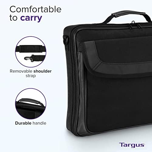 Classic Clamshell Sacoche pour Ordinateur Portable 15,6", Sac à Bandoulière Homme Femme Confortable, Mallette Ordinateur Portable avec Poches – Noir, TAR300