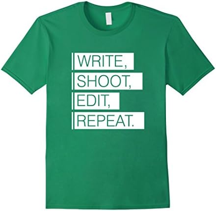Men's Write, Shoot, Edit, Repeat T-Shirt Film Makers Shirt Large Kelly Green