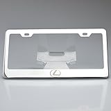 One Polish Lexus Logo Mirror Stainless Steel License Plate Frame Holder Front Or Rear Bracket Laser Engrave Steel Screw Cap