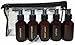 Bottiful Home - 3 oz. Refillable Amber Plastic Travel Bottles Set of 5 w Pumps - Gold Printed Shampoo, Conditioner, Body Wash, Lotion + Other - TSA-Compliant