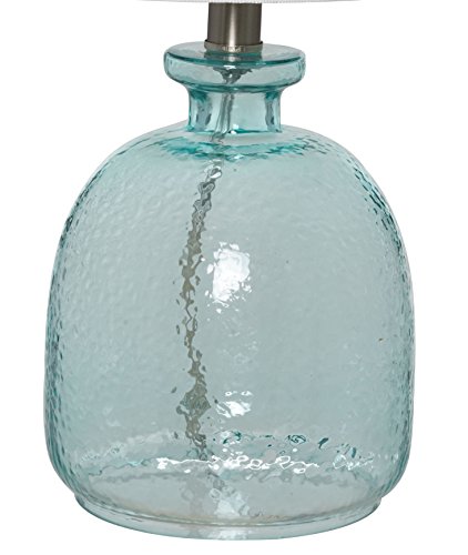Catalina Lighting 20687-000 Coastal Cape Cod Clear Glass Textured Table Lamp, 18.25", Classic Blue