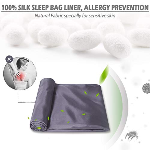 DIMPLES EXCEL 100% Silk Sleeping Bag Liner Travel Sheet Lightweight Portable for Single