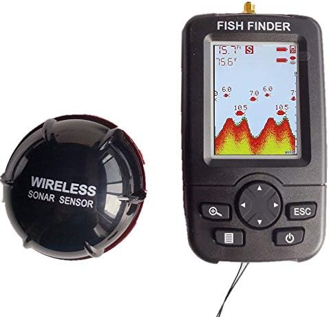 Fishfinder カラフルなディスプレイ付き釣りファインダー ポータブルワイヤレスソナーセンサーの魚アトラクタと魚ギア 釣りセンサー Color Black 全商品オープニング価格 One Size Size