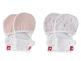 Goumikids Goumimitts Soft Stay On Scratch Mittens - Stop Scratches and Germs, 2 Pack (Drops/Poppy - Magical Woods/Poppy, 0-3 Months)