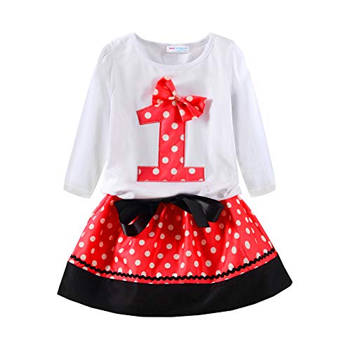 Mud Kingdom 1st Birthday Girl Outfit I Am One Gift Red Long Sleeve